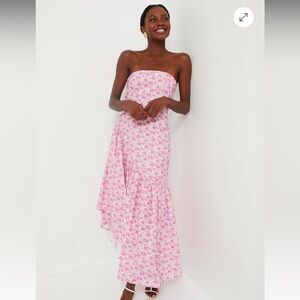 HYACINTH HOUSE Pink and White Floral Ruffle Hem Camellia Dress